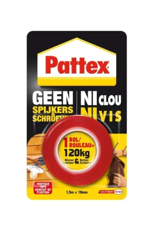 Pattex Geen Spijkers & Schroeven Montagetape Rood Direct Beschikbaar